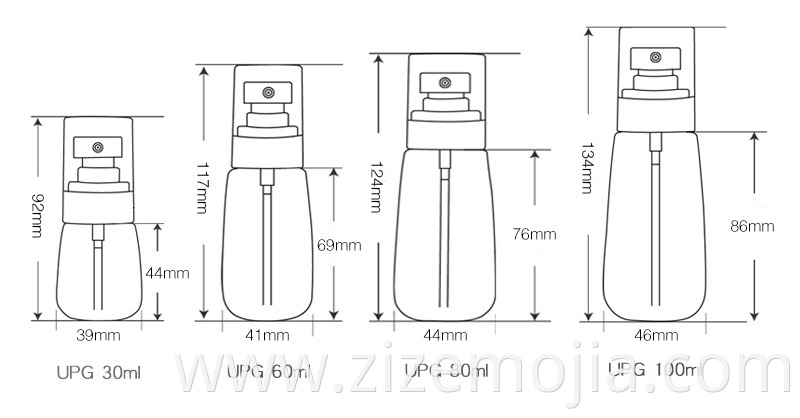 Container plastic cosmetic packaging in bottles spray bottle